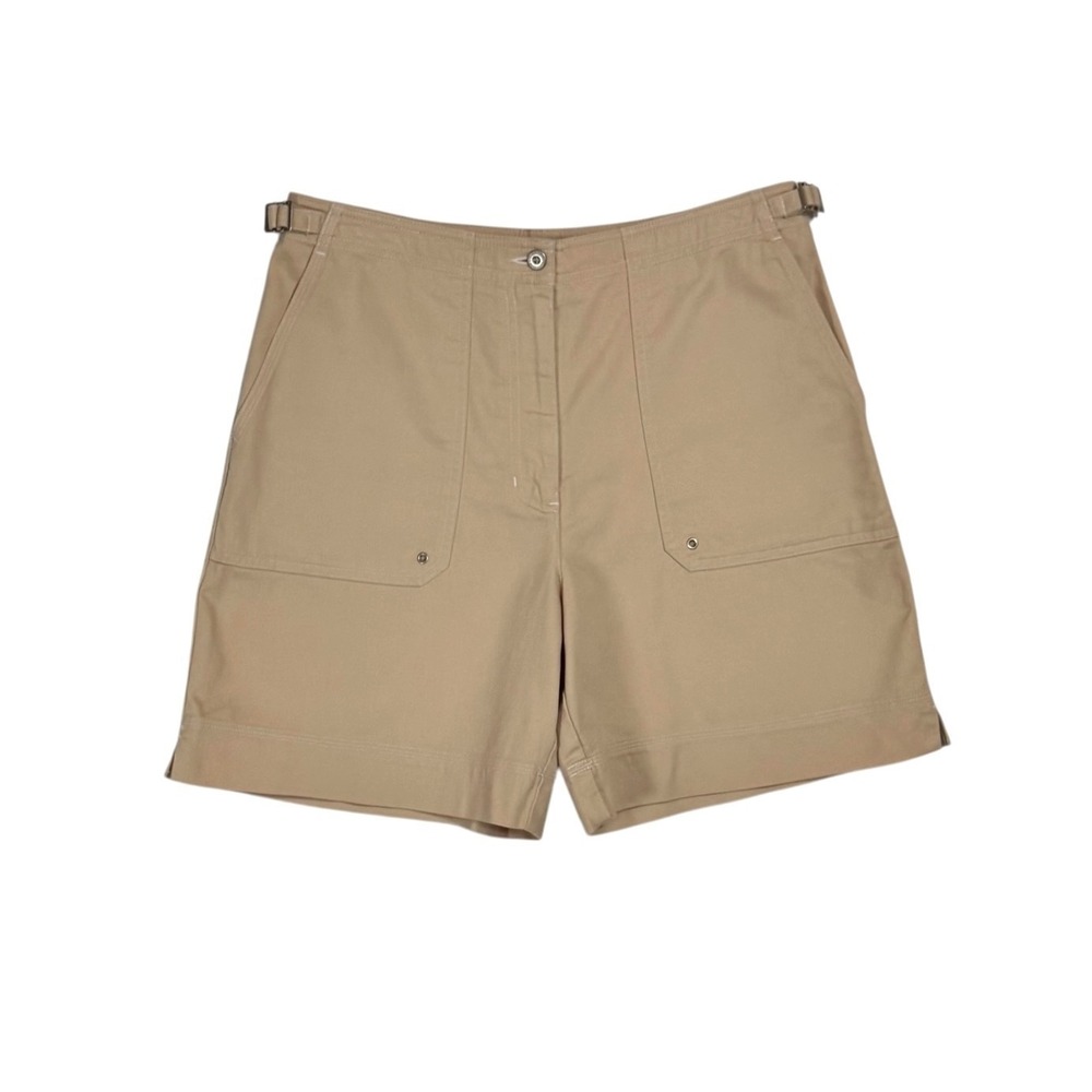 90s LRL Ralph Lauren High‎ Rise Utility Shorts Size 10 Safari Buckle Cinch Khaki